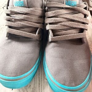 Vans Atwood Gray Canvas Sneakers with Teal Accents